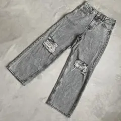【H&M】DIVIDEDダメージデニム/ワイドデニム　サイズ34