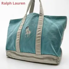 Ralph Laurenポロラルフローレン キャンバストート 大容量 ターコイズ 