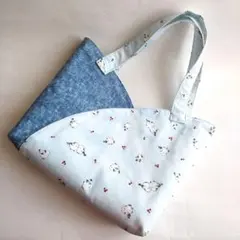 シマエナガ柄　チューリップ型　御朱印帳バッグ　ミニトートバッグ　ハンドメイド