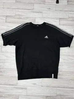 adidas ブラック 半袖Tシャツ 3本ライン