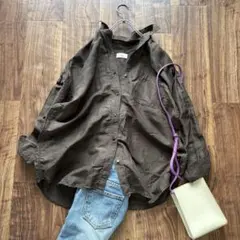 IENA 美品 リネンオーバーシャツ ブラウン