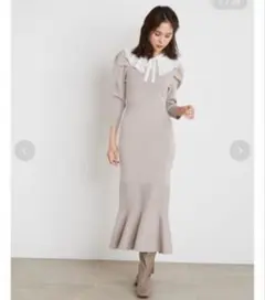 snidel プリーツカラーニットワンピース