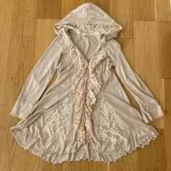 【大人気】axes femme フード付きカーディガン M ベージュ　レース