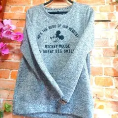 美品★ディズニー★ミッキーマウスニットトレーナー★Lサイズ★グレーゆったり