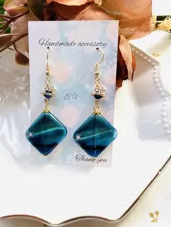 NO.309 ピアス　イヤリング　チャーム　ayuビーズ　キラキラ夜空　流れ星