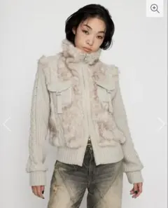 CABLE KNIT FAUX FUR ブルゾン