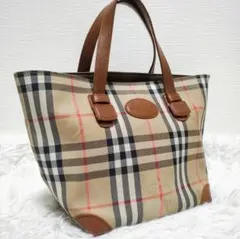 BURBERRY ハンドバッグ ノバチェック シャドーホース　旧ロゴ 月桂樹