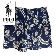 90S ポロ　ラルフローレン　USA製 総柄　ツータック　ショートパンツ　アロハ
