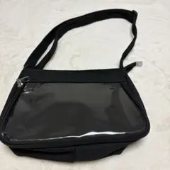 痛バック　ナイロン ブラック ショルダーバッグ 透明ポケット付き