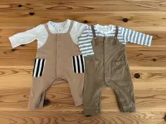 ブランシェス他　長袖ロンパース　2枚まとめ売り男の子70 女の子70 ボーダー柄のサムネイル