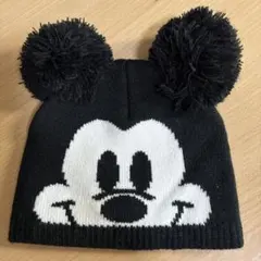 ミッキーマウス ニット帽 ポンポン付50〜52cm