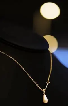 ゴールドドロップ型パールネックレス
