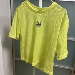 【PUMA 】蛍光イエローメッシュTシャツ US S