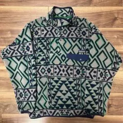 極美品 パタゴニア シンチラスナップt MSFG S フリース 幾何学 グリーン