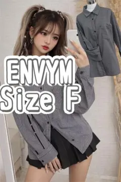 263⑲ ENVYM トップス アームスリットチェックシャツ SizeFのサムネイル