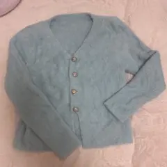 新品　水色シャギーカーディガン
