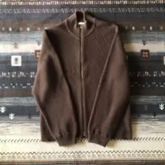LIDNM WHOLEGARMENT ZIP UP KNIT　L　ブラウン