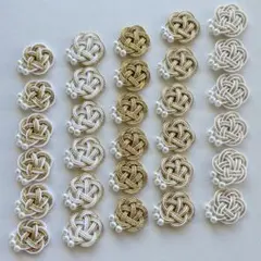 金・白 パールビーズ付き 梅結び 5パターン 30個セット