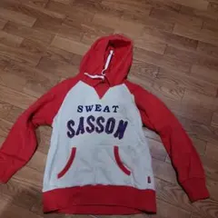 SASSON 赤白 スウェットパーカー
