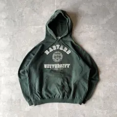 【希少色】00s Harvard パーカー フェードグリーン カレッジ アメカジ