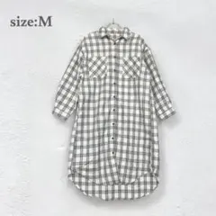 シャツワンピース　チェック柄シャツ　良品　オーバーサイズ　リラックス　体型カバー