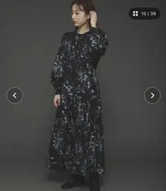 SENSE OF PLACE リーフプリントウエスト　タックワンピース