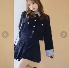 titty&co ツイード ジャケット セットアップ プリーツ ネイビー