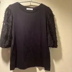 any FAM フェザー袖 半袖トップス 黒　新品のサムネイル