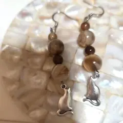 ハンドメイド 猫モチーフ ピアス