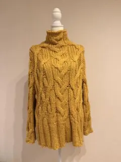 ZARA KNIT ケーブルニット ザラ M マスタード からし イエロー