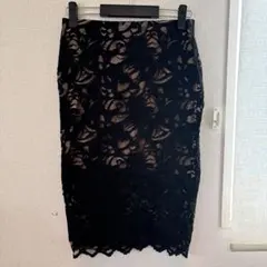 H&M エイチアンドエム 総レース タイトスカート 【M】黒 ベージュ 38