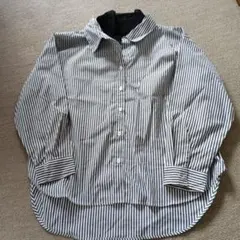 ストライプ柄 長袖シャツ スタンドカラー