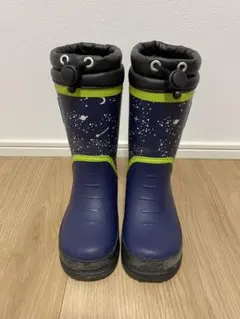 イフミー 子供用 防寒長靴 ネイビー/グリーン 17cm