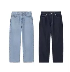 GUストレートアンクルジーンズ+EC丈長め xs 2色セット 薄いブルーと濃紺