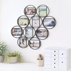 丸いフォトフレーム 10個セット L判対応｜壁掛け｜マットブラック