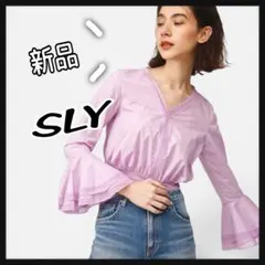 新品 SLY スライ　レーストップス 紫 フリル 春 ブラウスのサムネイル