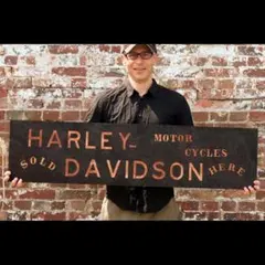 ⑤ハーレーダビッドソン木製看板ウエスタンUSAポスター店舗什器アドバタイジング