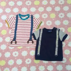 フタフタ 半袖Tシャツ サスペンダー風 2着セット 80 春夏のサムネイル