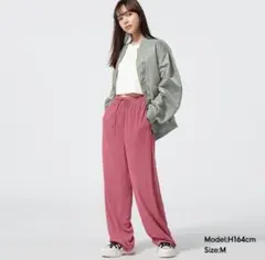 【GU】　リブプルオンパンツ　ピンク　S　イージーパンツ　カジュアル