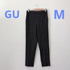 ジーユー　2WAYストレッチテーパードパンツ(チェック)レディース　ブラック　M