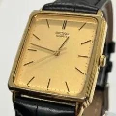 美品 稼働品 SEIKO クォーツ メンズ 腕時計 スクエア ゴールド文字盤のサムネイル