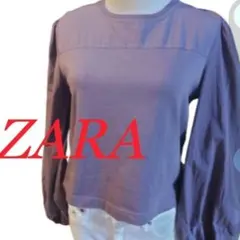 【ZARA】紫色カットソー異素材切替ブラウス　Sサイズ
