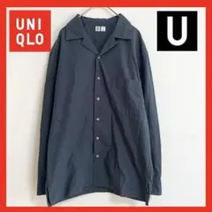 【美品】　UNIQLO U オープンカラーシャツ　グリーン　緑　M