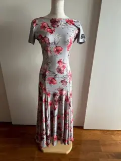 社交ダンス用レッスンウェア 花柄 グレー