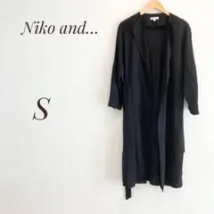 【美品】ニコアンド　ロングカーディガン　レーヨン混　ブラック　S