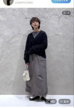 ローリーズファーム グレー タイトスカート ウエストゴム アイラインスカート