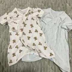 プティマイン クマ柄 星柄コットン短袖肌着 2枚セット サイズ50〜70