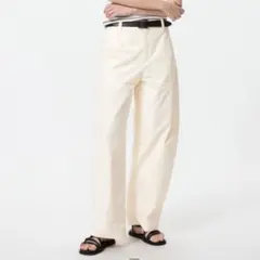 【新品】ユニクロ ジャージーバレルレッグパンツ ホワイト/白　丈標準　XLサイズ