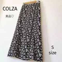 美品♡ COLZA コルザ　ロングフレアスカート　花柄　Sサイズ　黒