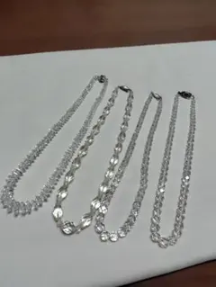 天然石水晶ネックレス 4点セット まとめ売り 　ストーン　silver